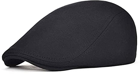 HNJKJEU Herren Schiebermütze Barett Cap, Herren Baskenmütze, Elastizität Schiebermütze Flatcap, Schiebermütze Flatcap Herren, Baskenmütze Newsboy Cap, Größe 58-60cm (Blak)