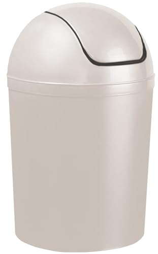 Home Centre Compact Plastic Swing Top Waste Bin 5 Litre White House Office Bathroom Lobby Dustbin Convenient Flap Top Cylindrical Shape Hygienic Waste Disposal Versatile Daily Usage