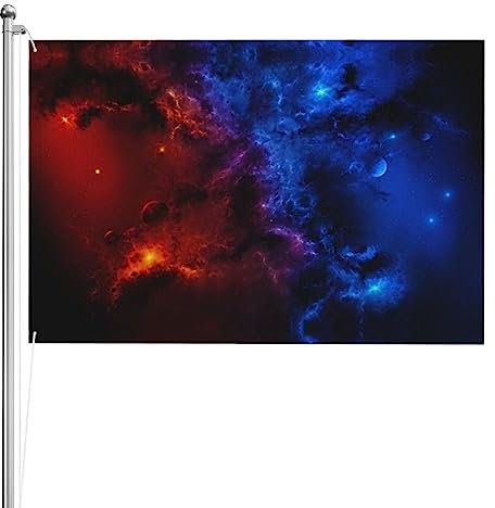 Bandiera del cielo rosso e blu 1,2 x 1,8 m all'aperto resistente e double face bandiere divertenti da giardino forniture per feste regalo parete interna esterna decorazione
