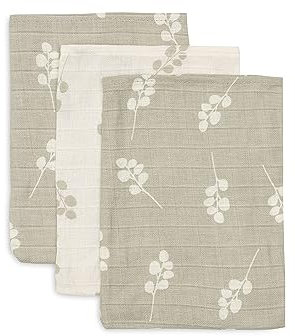 Jollein 536-848-67041 Twig Lot de 3 Gants de Toilette Olive/Blanc (15 x 20 cm)