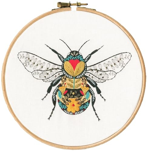Bothy Threads Stickbild Stickpackung mit Stickrahmen Pollen-Libelle Stickbild gedruckt