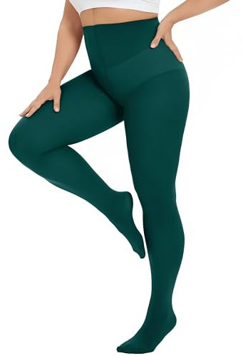 CozyWow Medias elásticas para mujer,semiopacas,tallas,Verde oscuro 4XL