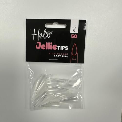 Halo Jellie Nail Tips Stiletto LONG Size 6 (Pack of 50)
