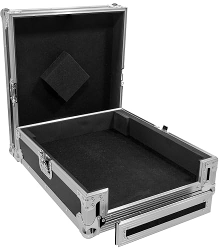 Plugger Flight Case Professional für 4-Wege-DJ-Mixer Pioneer DJ DJM A9. Flight-Case aus mehreren schwarzen 9 mm dicken Aluminiumwinkeln, hochdichter Schaumstoff.