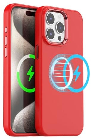 TECHGEAR iPhone 15 Pro Magnetic Silicone Case, Premium Liquid Silicone Anti-Scratch Compatible with MagSafe Soft Gel Rubber, Microfibre Lining Shockproof Phone Case For iPhone 15 Pro 6.1, Red
