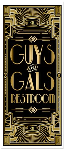 Goldenen 1920er Gatsby Themenparty Türabdeckung 72x30 Zoll - Guys and Gals Restroom