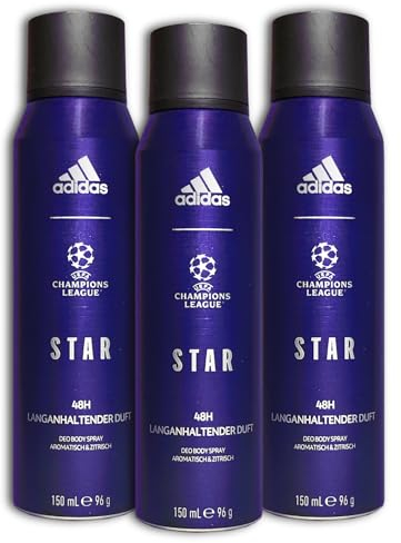 3 er Pack Adidas UEFA 10 Deodorant Body Spray Deo 3 x 150ml