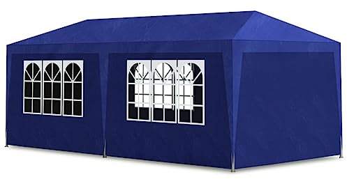 Coavain Cenador de 3 x 6 m, color azul, para fiestas en el jardín, reuniones y fiestas al aire libre, para familiares y amigos, carpa para fiestas, resistente a los rayos UV y al agua, estable,