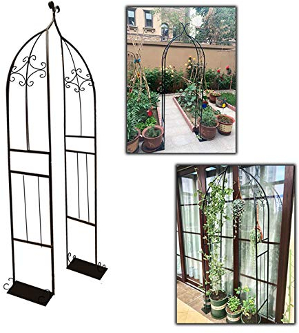 Gartenbogen aus Metall Metall-Gartenbogen, schwarze Pergola-Laube, Rosenbögen, für Rosen, Kletterpflanzen, Stütz-Torbogen, Garten, Rasen, Hinterhof, Terrasse im Freien (kann halb/verbindbar verwendet