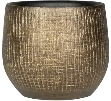 Blumentopf Ryan 15 cm Durchmesser in Shiny Gold – Handgefertigt aus 100% natürlicher Keramik mit stilvoller Goldener Oberfläche – Klassisch & Modern