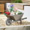 Large Wooden Wheelbarrow Planter - Decorative Pinewood Outdoor Garden Plant Pot Flower Holder with Plastic Liner & Rotating Wheels for Patio, Decking, Balcony, Yard - H31.5 x W70 x D32cm, Slate