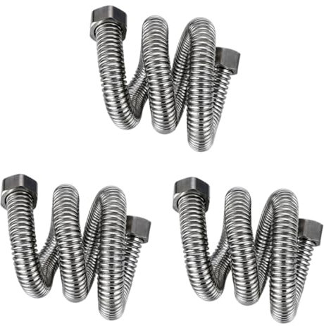 Gadpiparty Wellschlauch Aus Edelstahl Speziell Für Den Zulauf Des Warmwasserbereiters Leicht 1 2 Cm Silberfarben 3 Stück