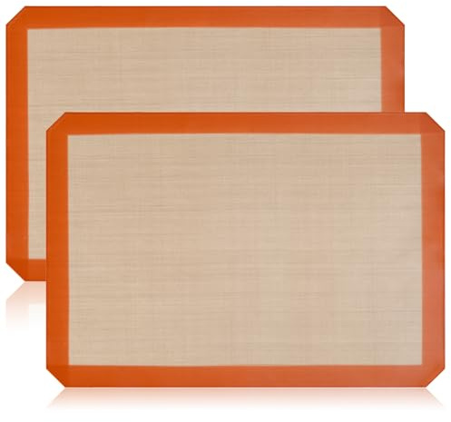 Luckyiren 2-Pack Silicone Baking Mats – Non-Stick Reusable BPA-Free Oven Liners, 100% Food-Grade Silicone, Fit Half Sheet Pans (16.54 x 11.62) for Cookies, Pastry & More