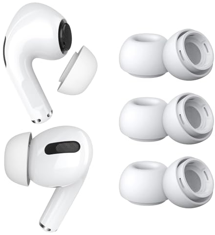MMOBIEL 3 Paar Ersatz-Ohrstöpsel für AirPods Pro Gen 1 & 2 Anti-Rutsch Silikon Ohrstöpsel Spitzen mit Geräuschreduzierungsloch, Tragbare Aufbewahrungsbox und Passt in Ladehülle - M – Weiß
