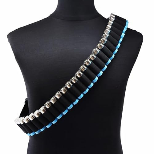 Gunyoo Cinturón para Cartuchos de Escopeta 27 Cartuchos Calibre 12 o 20 Cinturón para Cartuchos de Escopeta Ajustable táctico con Hebilla de liberación rápida para Caza Tiro Deportivo (Negro)