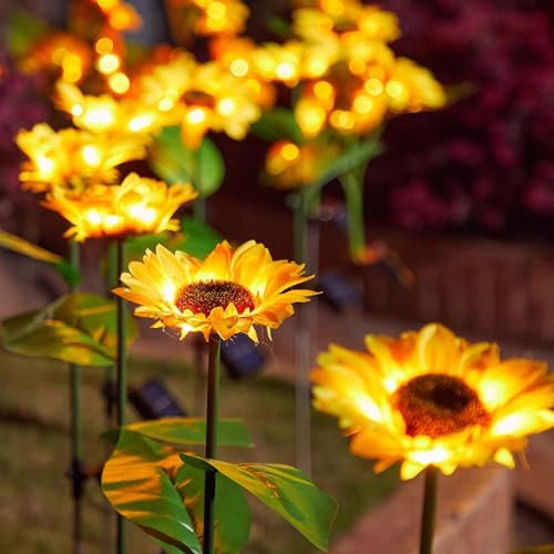 Fiori solari girasoli per giardino esterno 8 pezzi 1 fiore luci solari per esterno luci solari giardino IP65 impermeabile illuminazione giardino per decorazione giardino prato aiuole campi sentieri.