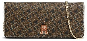 Tommy Hilfiger Damen Monogram with Removable Chain Clutch, Schwarz/Hellbraun