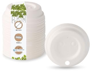 BIOZOYG Papp-Deckel 1000 Stück mit Trinköffnung I Coffee-to-go Deckel Ø 80 mm weiß I Für Kaffee-To-Go Pappbecher I Biologisch abbaubar & kompostierbar I Kaffeebecher Deckel mit Trinkloch