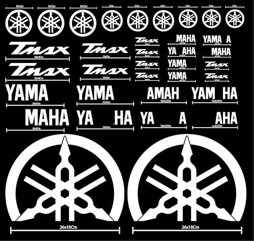 GENERICO ADESIVI COMPATIBILI PER YAMAHA TMAX T- MAX 500-530 - 560 COLORE BIANCO KIT 35 PEZZI