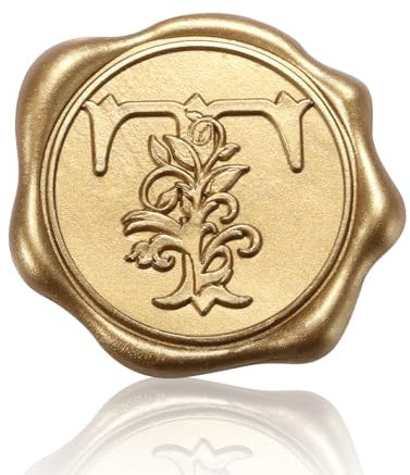 50 Stück Wachssiegel Aufkleber, Selbstklebende Wachsaufkleber Goldene Selbstklebende Wachssiegel Einladungs und Umschlagsiegelaufkleber für Hochzeiten Weihnachtsfeiern (T)