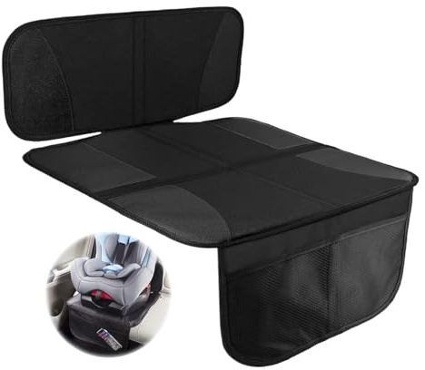 MINZHI Sitzschoner Auto Kindersitz,mit Anti-Rutsch Funktion Autositzschoner,kindersitz Unterlagen für Auto,Autositzauflage mit Netztaschen,Autositzauflage Sitzschutz,für Kinder geeignet (schwarz)