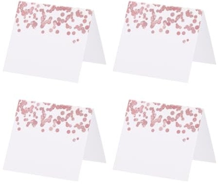 PATIKIL 25 Pack Reserved Table Signs, Seating Name Cards Rose Deco Tables Tent Blank Card for Wedding Restaurant Party Event Foodservice, White