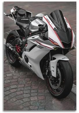 GLMHOK Rennmotorrad-Poster, weiß, R6, Sportbike, dekoratives Gemälde, Leinwand, Poster, 40 x 60 cm