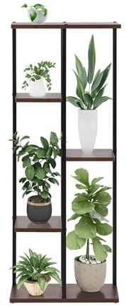 AxisFurn 5 Tier Metal Wood Plant Stand - Indoor/Outdoor, Tiered Flower Shelf for Multiple Plants, Corner Display Rack for Bedroom, Balcony, Garden, Patio, Living Room (5 Tier)