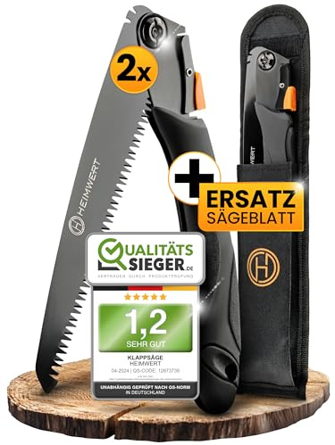 HEIMWERT Klappsäge aus ultra hartem Karbonstahl - Zweifach verstellbare Astsäge - Gartensäge mit Sicherheitsverschluss (2 x Säge inkl. gratis Sägeblatt)