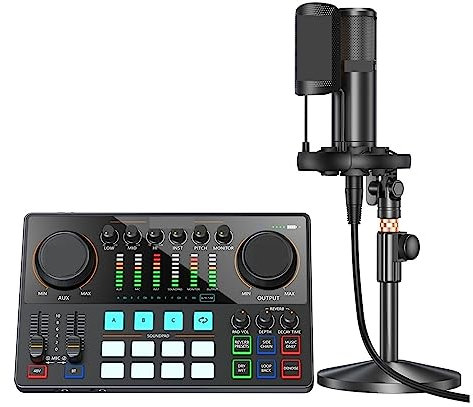MRKU Kit de Carte Son Ensemble de Cartes Son avec Micro-Interface XLR Podcasting pour DJ Streaming en Direct Ordinateur PC AME2A Configuration de Studio pour l'enregistrement de Musique