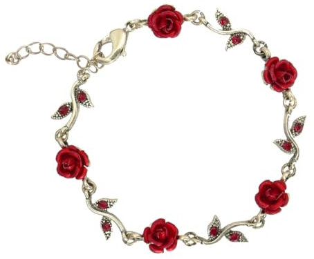 TOGEVAL Bracelet Chaîne Rose Tendance Taille Réglable Bracelet Romantique Rose Pour