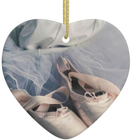 Ballet Shoe Heart-Shaped Xmas Tree Decorations With Gold Rope For Party Decoration Hanging
