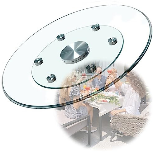 DONGGANSHI Plato Giratorio de Vidrio Templado Lazy Susan para Mesa de Comedor de Cocina, Bandeja de Servicio Redonda Transparente y giratoria (tamaño: 80 cm/32 Pulgadas)
