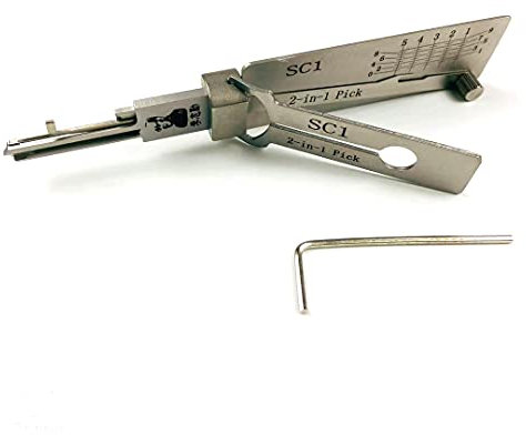 QiDAi SC1 2-in-1 Dietrich-Werkzeug-Set mit Spannschlüssel, SC1-Decoder und Pick-Schließzylinder, professionelles Werkzeug für Schlosser und Anfänger