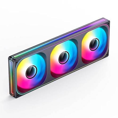 TZMRIT ZB360 360mm Single Frame Fan Unit with 3 x 120mm ARGB PWM Fans,ALL-IN-ONE Design,with 95 Addressable LEDs,High Static Pressure and Airflow (Black)