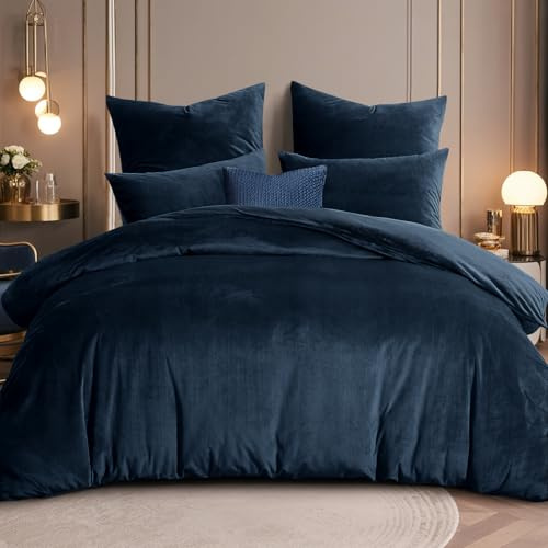RUIKASI Flanell Bettwäsche 200x200 3teilig Blau - Warm Winter Bettwäsche Kuschel Plüsch Fleece Bettbezug Sets mit 2 Kissenbezüge 80x80cm
