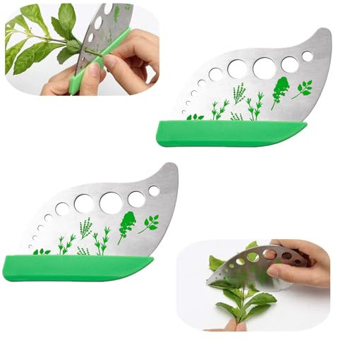 2 Pack Herb Stripper Professional Herb Chopper 9 Hole Stainless Steel Cooking Gadgets for Kitchen, Rosmarin, Thymian, Chard
