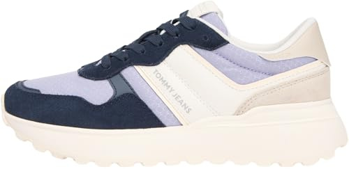 Tommy Jeans Damen Tjw Cleated Runner Suede Mix En0en02921 Low-Top, Blue Dark Night Navy, 41 EU