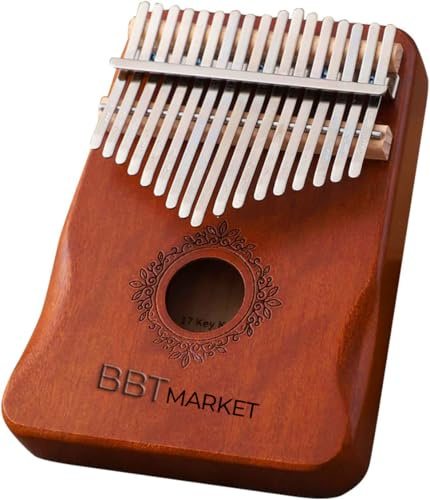 Kalimba 17 Tasten Daumenklavier aus Akazienholz – Thumb Piano Fingerinstrument – C-Dur – Tragbar, gestimmt, mit Notenprägung – Musikinstrument für Anfänger & Profis (Braun)