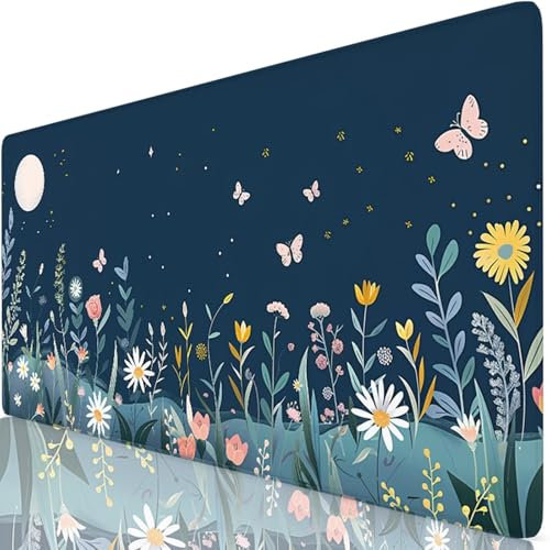 Mauspad 520x250mm Anlage Mauspad Groß Schreibtischunterlage Blau Mousepad XXL 52x25cm mit Nicht rutschender Unterlage, Vernähte Kanten WassXerdicht Maus Pad für PC, MacBook, Office Geschenke Y8-182