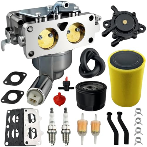 YTH24V48 Vergaser-Tune-Up-Kit passend für H-uscola 116,8 cm Traktor Manueller Choke Rasenmäher Motor Vergaser YTH22V46 960450045 960430257, passend für Briggs & Stratton 20 PS Intek V-Twin