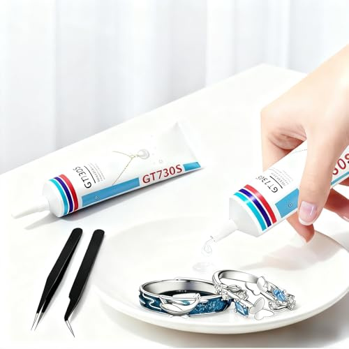 Rhinestone Glue,Colle Textile à Strass,Colle Bijoux Transparente,Convient pour le Collage de Divers Bijoux,Pierres Précieuses,Métaux,Verre et Autres Matériaux,Imperméable,60 ml,2 pièces