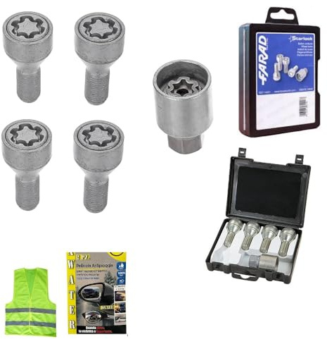 KIT DI BULLONI STARLOCK BULLONE ANTIFURTO AUTO PER RUOTE CON CERCHIO IN ACCIAIO COMPATIBILE CON PEUGEOT 208, 2008, e-208, e-2008, 308 2021 anno 2003 in poi K/E FARAD OMOLOGATO PER GOMME