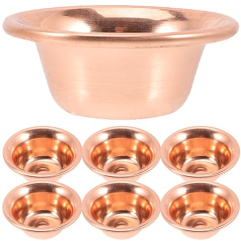 Veemoon Ensemble de 7 Bols en Cuivre pour Offrande D'eau, Bol D'eau Bénite Multifonction, Décoration Rétro Sophistiquée pour Salle de Yoga et Événements
