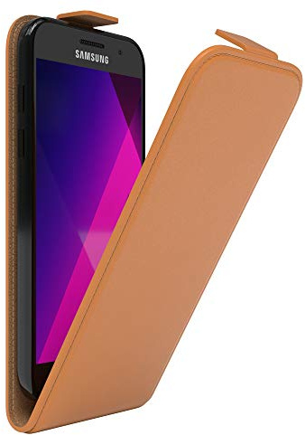 EAZY CASE Hülle kompatibel mit Samsung Galaxy A3 (2017) Hülle Flip Cover zum Aufklappen, Handyhülle aufklappbar, Schutzhülle, Flipcover, Flipcase, Flipstyle Case vertikal klappbar, Kunstleder, Orange