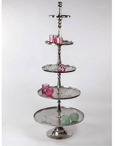 formano 5 Stöckige Deko Etagere ALU Organic rund H. 165cm D. 65cm Silber WA