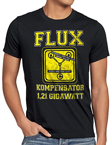style3 Flux Kompensator Herren T-Shirt McFly Game Gamer Zukunft Zurück Zeitreise, Größe:L;Farbe:Schwarz