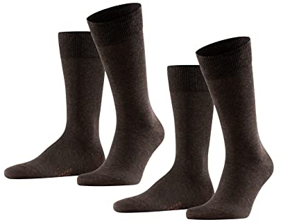 FALKE Herren Socken Happy Double Pack M So Baumwolle einfarbig 2 Paar, Braun Dark Brown 5450, 39-42