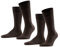 FALKE Happy Double Pack M So cotone tinta unita confezione di 2 paia, Calzini Uomo, Marrone Dark Brown 5450, 39-42