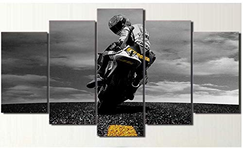 cchpfcc Valentino Rossi Moto Poster 5 Stück Leinwand Wand Kunst Wohnkultur Leinwand Malerei Bild Wand Poster Malerei